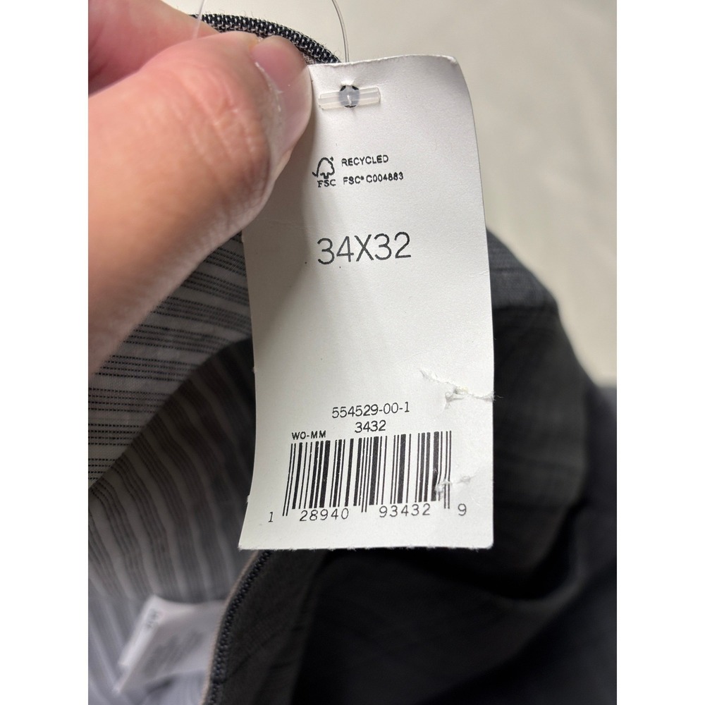 NWT Banana Republic Tailored Slim Fit Plaid‎ Wool Blend Dress Pants 34x32 Gray - Picture 6 of 15